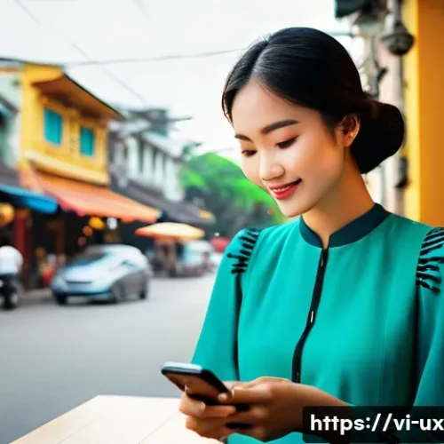 Home 32 공감 기반 UX의 기술적 접근 - **Prompt 1: Empowering Personalized Experience**
"A vibrant, eye-level shot of a Vietnamese woma...