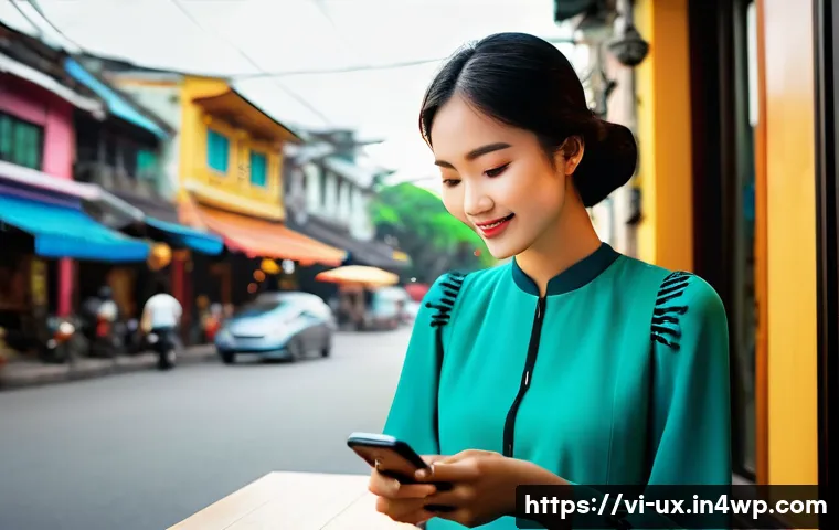 공감 기반 UX의 기술적 접근 - **Prompt 1: Empowering Personalized Experience**
"A vibrant, eye-level shot of a Vietnamese woma...